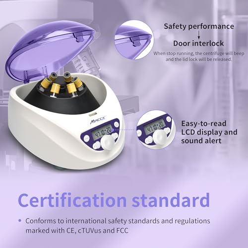 Maccx Lab PRP Benchtop Centrifuge Machine, Speed Range from 300-5000RPM, Rotor for 1.5-5mL/7mL/10mL/15mL/ x6 Tubes, Max. RCF 2600xg Low Speed PRF Benchtop Centrifuge, CEN-001