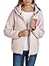 DENIMFY Fleecejacke Damen Regular Fit DFLea Teddyfleece Kapuzenjacke Winterjacke Übergangsjacke Stehkragen, Größe:S, Farben:Light Greyish Rose-Warm Grapeslate Grey