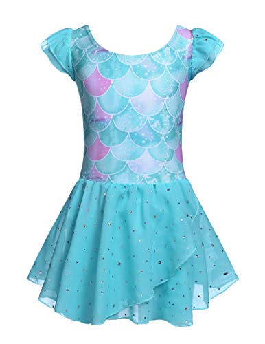 Image of Arshiner Girls Ruffle Sleeve Ballet Dance Dress Tutu Skirted Leotard
