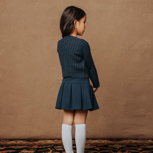 Image of Hope & Henry Girls' Long Sleeve Fancy Cardigan Sweater with Stripe Trim