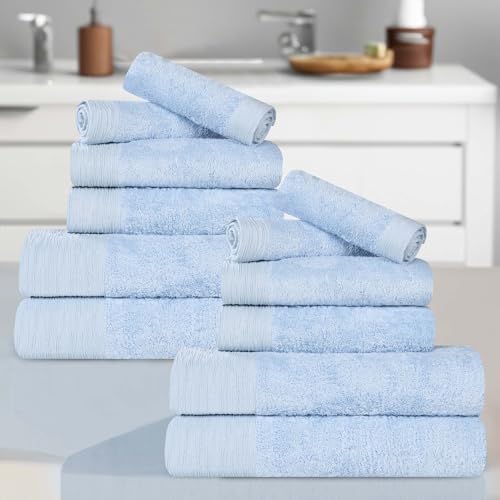 Superior Rayon from Bamboo Blend 12-Piece Towel Set, Luxury Quick...