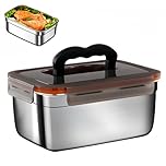Metal Cold Cuts Container, Kimchi Container, Food Storage Box Made of 304 Stainless Steel, Metal Sealed Lunch Box with Handle for Home, Refrigerator
