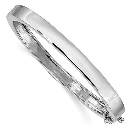 14K White Gold Oval Solid Open Back Safety Clasp 6.3Mm Polished Casted Hinged Cuff Stackable Bangle Bracelet Jewelry Gifts For Women #TOP8