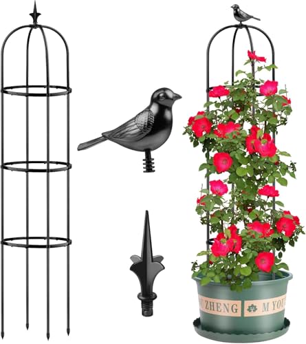 Jijizhazha 2 pcs Tower Obelisk Garden Trellis Rustproof Metal Garden Obelisk for Climbing Plants Indoor Outdoor Trellis Plant Support for Potted Plants Vegetable Fruits Flowers.