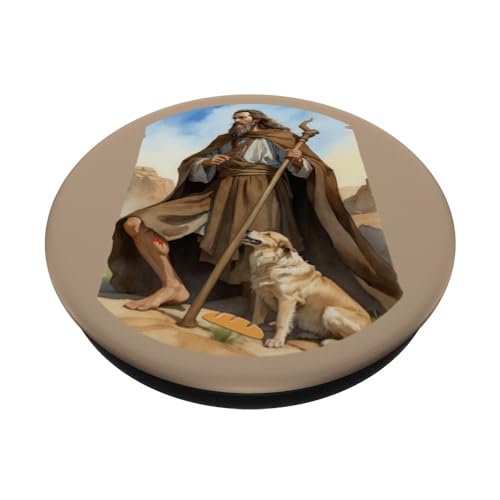 St Roch, Patron saint of dogs, Roche, lucky PopSockets Swappable PopGrip, Black - Image 2