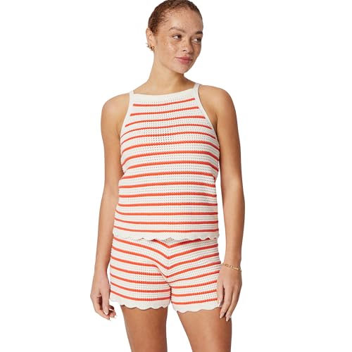 Amazon Essentials x Sofia Grainge Women's Mommy & Me Cotton Crochet Sweaters & Tank Sets, Ivory Red Uneven Stripe, Medium by Amazon Essentials - Used condition - US$33.98