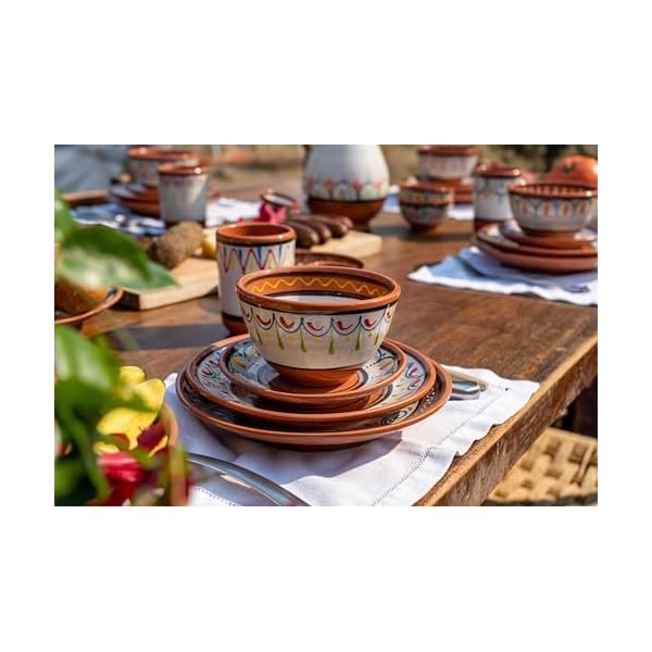 Cactus canyon ceramics salsa bowls spanish terracotta white decor small serving bowl european size festive dinnerware 5 piece set dishwasher microwave safe  urban country home decor