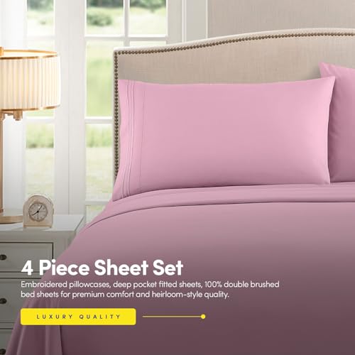 Image of 1500 Supreme Collection Full Sheet Sets Pink - Luxury Hotel Bed Sheets and Pillowcase Set for Full Mattress - Extra Soft, Elastic Corner Straps, Deep Pocket Sheets, Full Pink