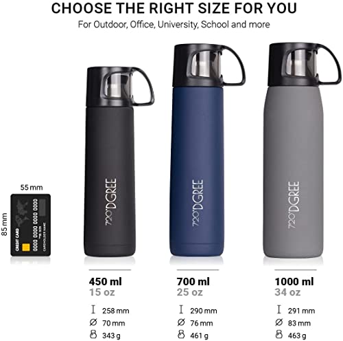 720°DGREE Frasco Termica “Follow“ – 450ml, 700ml, 1l - Botella de Aislante al vacío Termo de Acero Inoxidable con Taza café y té - Imagen 4