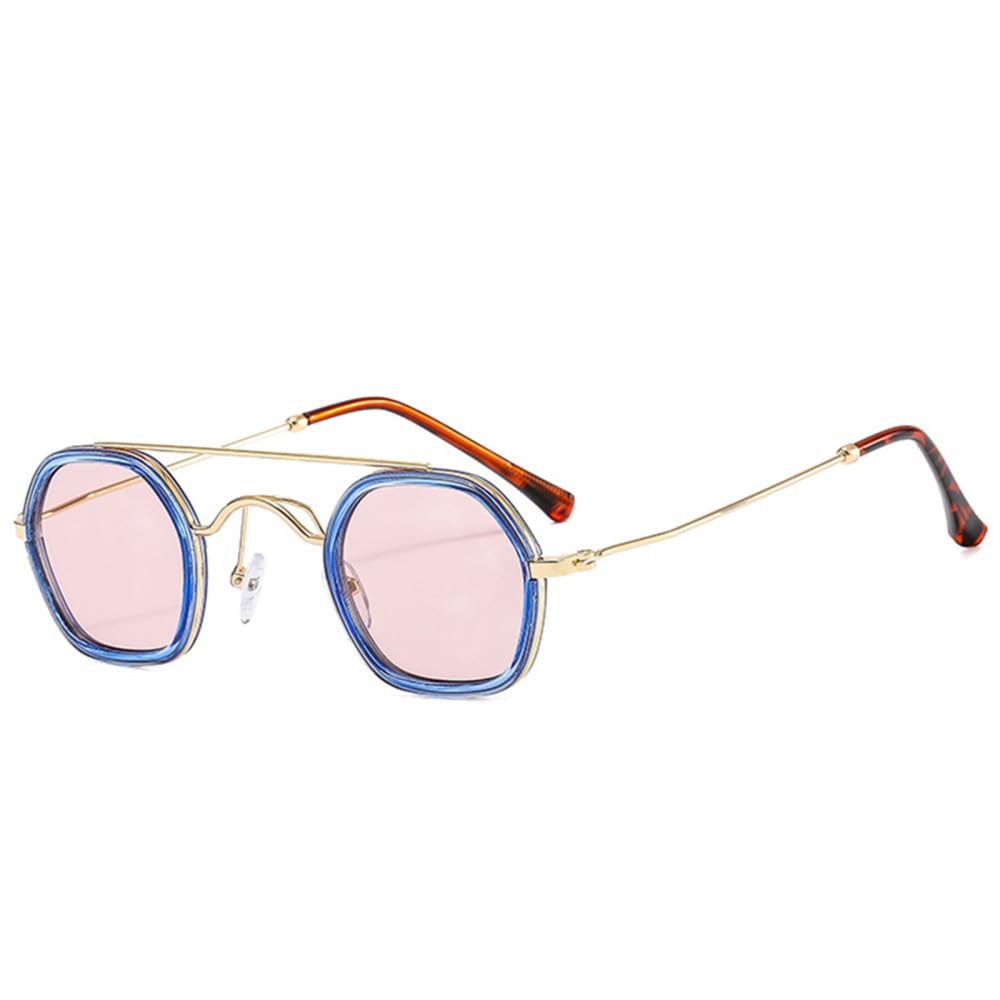 Lunettes de soleil rétro polygone à verres dégradés océan et double pont - 8