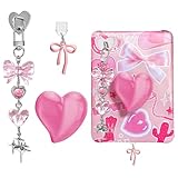 Dermalyx Lector Electrónico Accesorios, Tapón Antipolvo y Colgante Corazón, Tipo C/USB C Bling Charms con Gancho, DIY Colgantes para Lector Electrónico, Tablet, Rosa