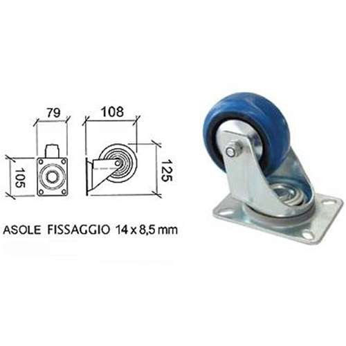 RUOTA PIVOTTANTE 80mm BLU