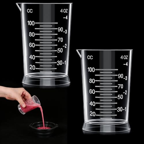 4 Oz Hair Dye Measuring Cups, 2 PCS Plastic Graduated Cup Easy to Read Color Beaker Clear Graduated Mixing Jugs, Plastic Liquid Beaker with Graduate Scale for...