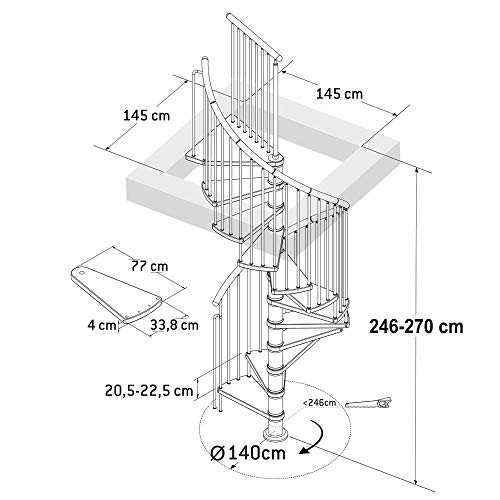 Wendeltreppe Dolle Spindeltreppe Winnipeg mit 11 Stufen und 12 Steigungen