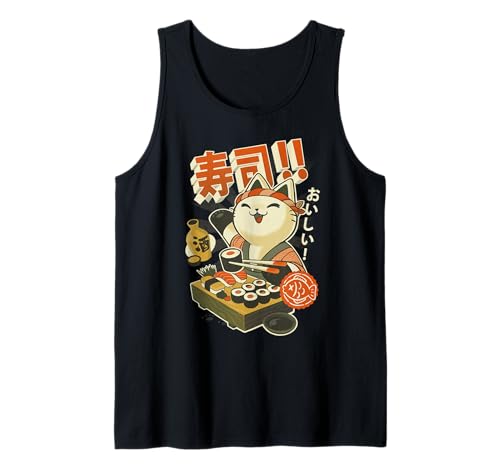 Funny Sushi Cat Chef Tank Top