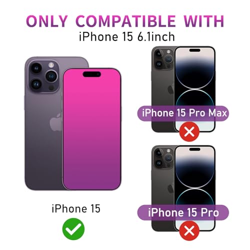 Image of Privacy Screen Protector for iPhone 15 Tempered Glass [2 Pack] Gradient Anti Spy Private Film Accessories Anti Blue Light 9H Hardness Easy Installation Bubble Free Case Friendly [6.1inch]