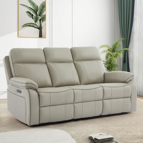 Neptane Power Reclining Sofa with Fold Down Table, Breathable Leather