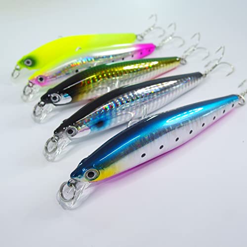 momoルアー シーバス ヒラメ ルアー フローティングミノー 99F 99mm 13.2g アソートセット タングステン サイレント ワイヤー 重心移動式 (５色アソート01) 4枚目