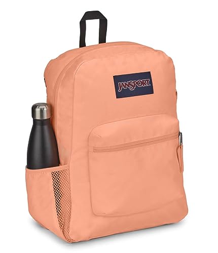 Image of JanSport Cross Town Backpack 17 inch x 12.5 inch x 6 inch - Simple Bag for Everyone with 1 Main Compartment, Front Utility Pocket - Premium Class Accessories - Peach Neon
