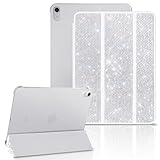Leuhiove Bling Case for iPad (A16) 11th Generation 11 Inch 2025, iPad 10th Generation 10.9 inch 2022,Sparkle Glitter Rhinestone Stand Protective Cover，Hard Back Support Touch ID Shell Cover (White)