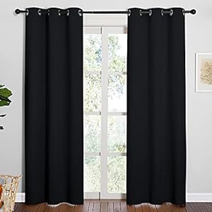 NICETOWN Halloween Thermal Insulated Black Blackout CurtainsDrapes 84 inches Length 2 Panels Set for Living Room 42 inches Wide Privacy Sound Reducing Room Darkening Draperies Window Treatment