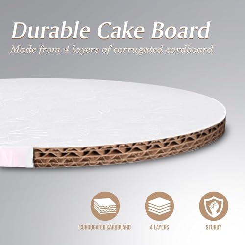 Image of Cakebon Cake Boards 14 inch White Round Cake Drums 1 /2 inch Thick Smooth Edge 6Pack