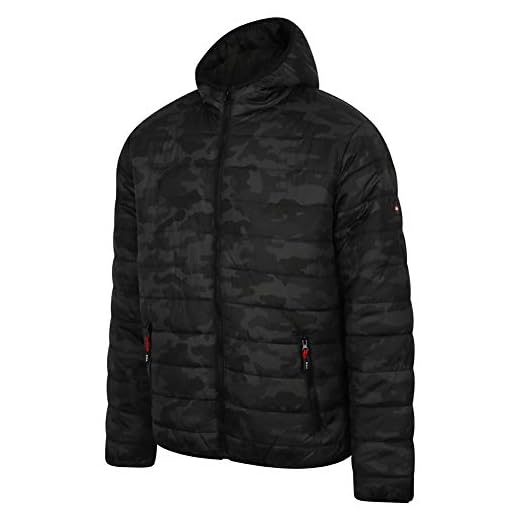 Lee Cooper Workwear Chaqueta de trabajo con estampado de camuflaje, ligera, a prueba de viento, térmica, acolchada, color negro, talla L