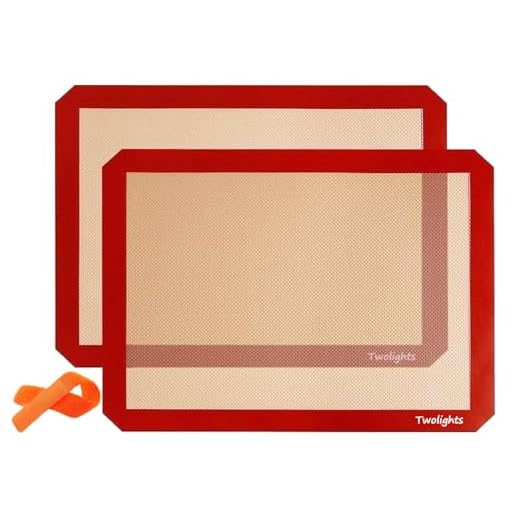 Twolights Tapis de Cuission en Silicone 2 Pièces sans BPA Anti-Adhérent Toile Feuille de Cuisson Patisserie (40 * 30cm)