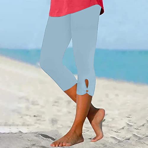 Women's High Waist Solid Color Regular Leggings Casual Cargo Pants Sweatpants Stretchy Work Capris With Pokets,Joggers With Pockets Cargo Sweatpants Elastic,2*Light Blue,Small #TOP1