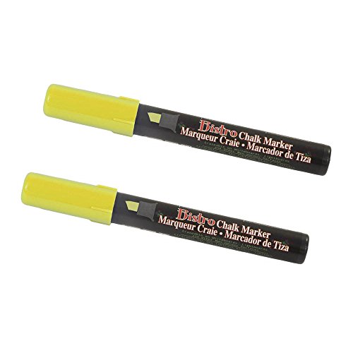 JAM PAPER Dustless Erasable Chalk Markers - Chisel Tip Liquid Chalk Marker - Yellow - 2/Pack