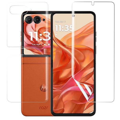 Image of BLACKSHEEP Tempered Glass Screen Guard For Motorola Razr 50 5G / Motorola Razr 50 Ultra 5G Cellphone Unbreakable Membrane Tempered Film With Front And Back Coverage Installation. Kit- (Transparent 1)