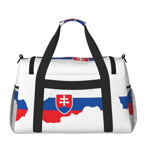 Slovakia Flag Map print Travel Duffle Bag Gym Bag for Women,Puffer Tote Bag,Weekender Overnight Bag Organizer2