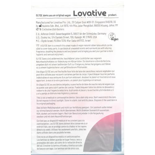 Glyde Dams STRAWBERRY - 4 Latex-Schutztücher - Pink gefärbt - Lecktücher mit Erdbeerduft