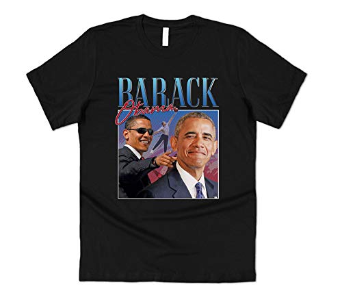 Sanfran Clothing Barack Obama Homage Top Funny USA Legend President 90's America Michelle T-Shirt Medium/Black