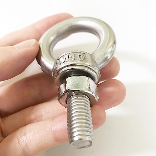 Image of Shoulder Eye Bolt, M10 Stainless Steel Eye Bolts 1.2 inch Heavy Duty EyeBolts Screws, 4 PCS M10 (Thread Length 30mm), Accessories Include Nuts and Washers Set