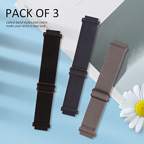 3 Pack Stretchy Nylon Watch Bands Compatible With Amazfit Gtr 4/ Gtr 3 Pro/Gtr 3/Gtr 2/2E/Gtr 47Mm,22Mm Loop Elastic Straps For Garmin Vivoactive 4,Venu 2,Replacement Watchband For Women Men. #TOP1