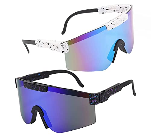 anneratteryer Polarized Sports Sunglasses Set Cycling Glasses - Includes 2 Cycling Sunglasses with UV Protection, Ideal for Outdoor Activities and Sports
