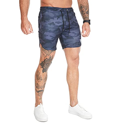 Wangdo Men's Workout Shorts 7" Running Shorts Athletic Bike Shorts Gym Shorts For Men With Zipper Pocket(Dark Grey Camouflage-M) #TOP3