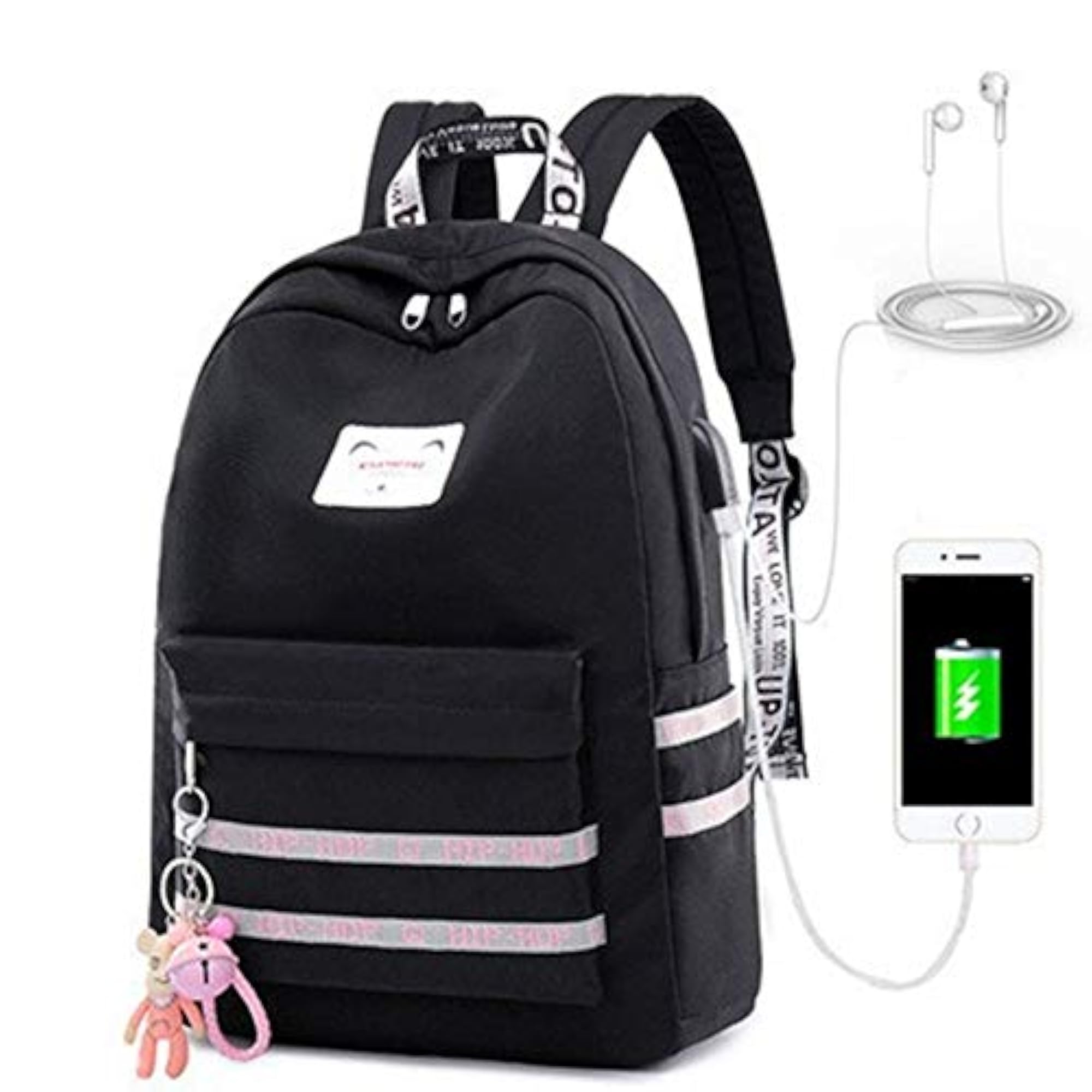Fashion University Laptop Backpack with USB Charging
