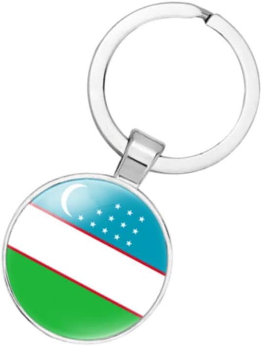 vmcoatdu Uzbekistan National Flag Key Chain Keyring Gift Men Women Keychain Stainless Steel and Inlaid Glass Materials - Image 3