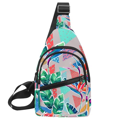 Sac à bandoulière à motif floral sac de poitrine homme femme étanche