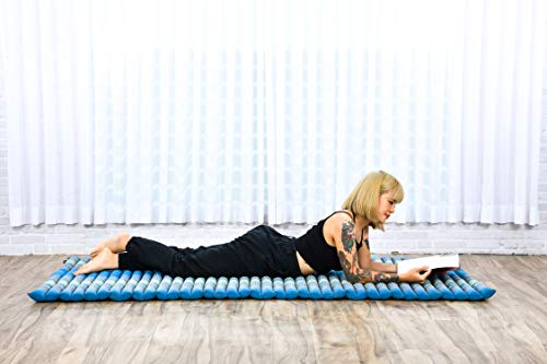 Image of Leewadee - Foldable Floor Mattress - Japanese Roll Up Futon -Trifold Tatami Mat- Guest Floor Bed - Camping Mattress - Thai Massage Mat, Kapok Filled, 75 x 39 inches, Light Blue