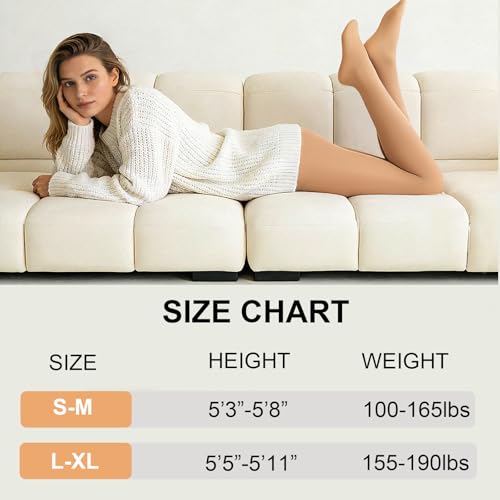 Image of DUCMODA Fleece Lined Tights for Women, Warm Thermal Winter Pantyhose, Soft Opaque Thick Leggings
