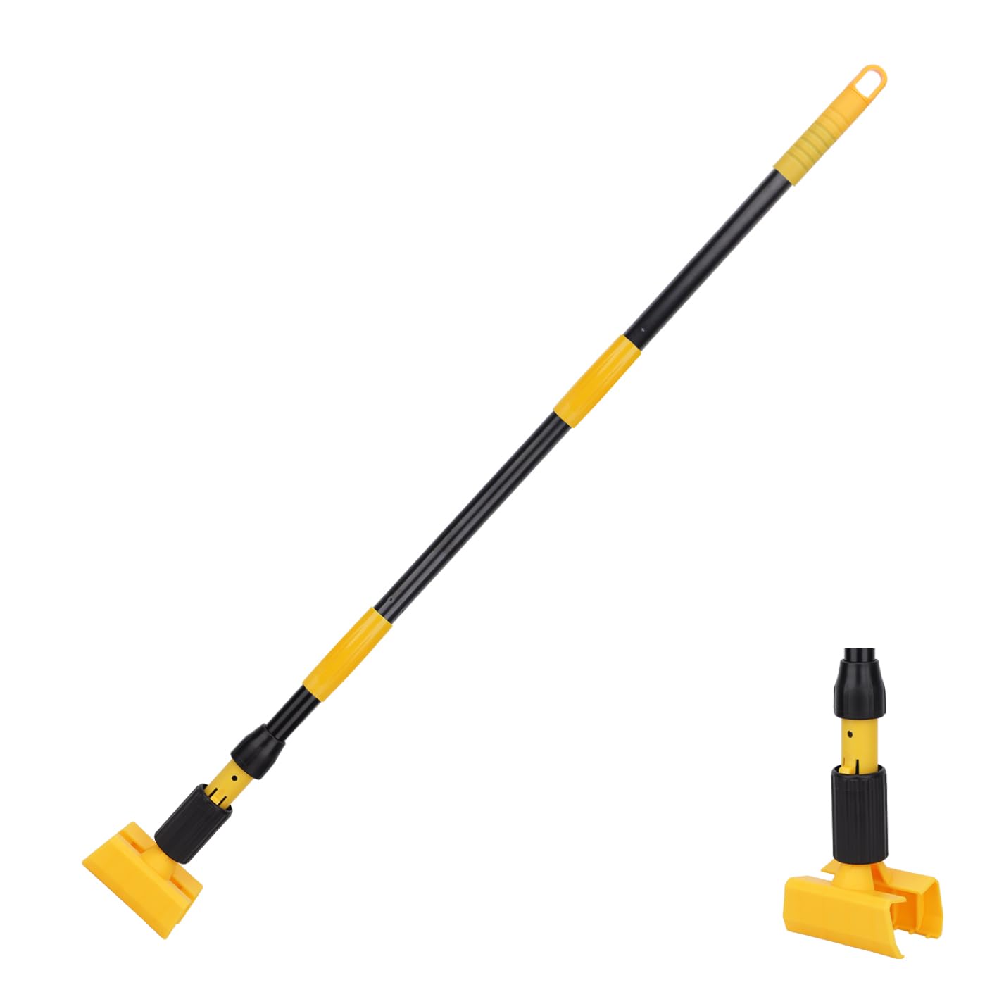Mop Handle Commercial Heavy Duty - 57 Inch Industrial Metal Mop Stick with Jaw Clamp Replacement for Floor Cleaning - Professional Gripper Mops Head Replacement Holder