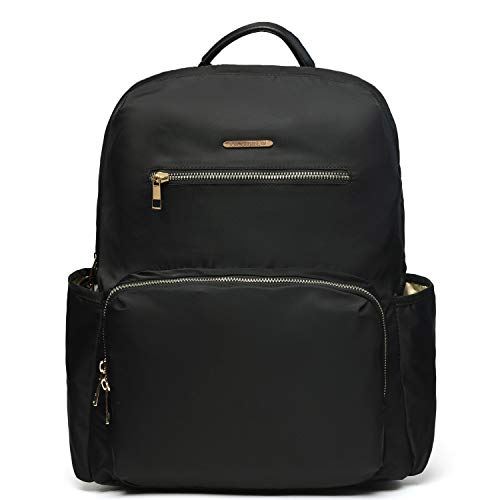 Nylon Casual Lightweight Travel Backpack Purse with Trolley Sleeve for Women (Black)