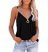 SAUKOLE Summer Tank Tops for Women V Neck Womens Fashion Sleeveless Top Loose Fit Casual Stripe S...