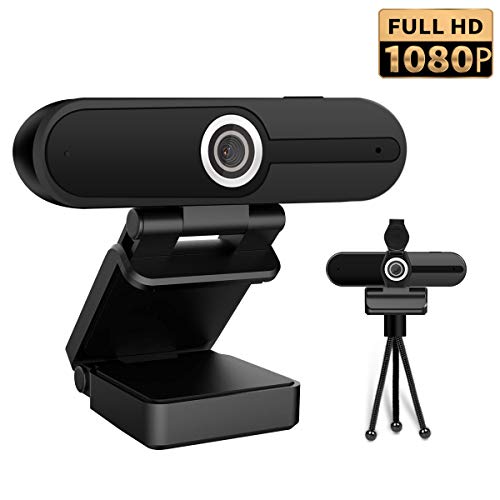 Full HD 1080P Webcam with Microphone, 90-Degree Wide Angle Web Camera for Desktop