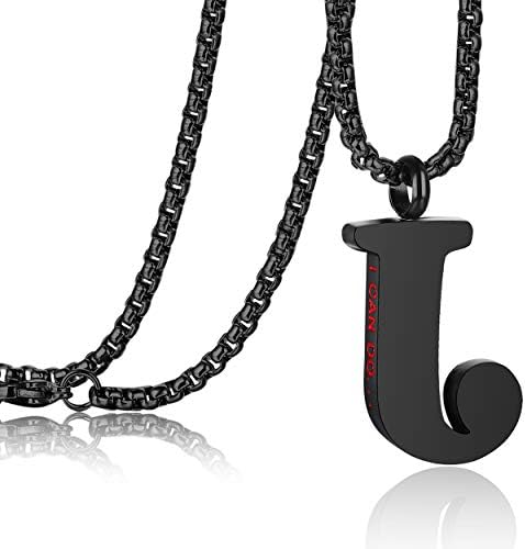 Rehoboth Initial 26 Large Letter A to Z Pendant Necklaces for Teens Women Men Big Alphabet Personalized Charm Necklace 24 Inch Chains 'I CAN DO All Things' on Back