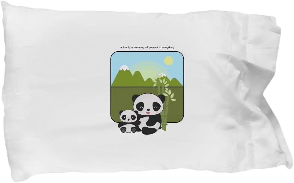 Pillowcase Sweet Panda Baby Gift for Kids Boy Girl Positive Family Quote Pillow Cover Case 20x30