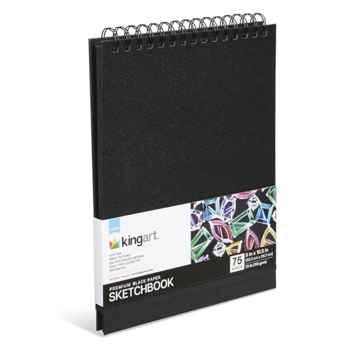 Carnet de croquis papier noir 20,3x26,7 cm KINGART 75 feuilles